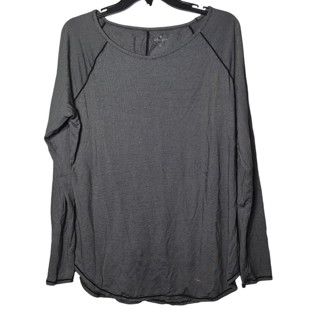Athleta Womens Shanti Micro Stripe Long Sleeve Top XL Active Athletic Stretch